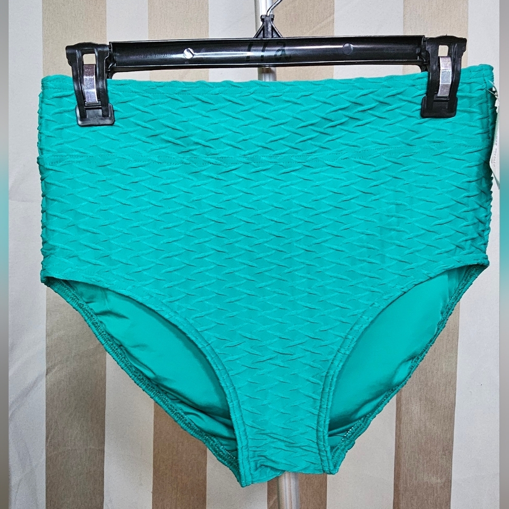 Lands' End Bikini Swim Bottom Textured Green NWT Size 4